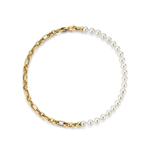 Náhrdelník 3 v 1 s perlami Akoya a žlutým zlatem