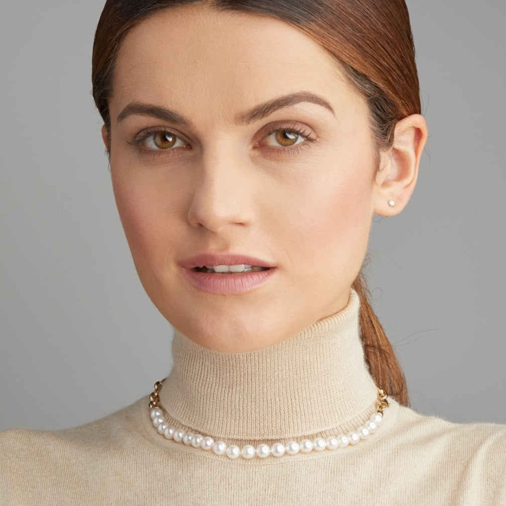 Náhrdelník 3 v 1 s perlami Akoya a žlutým zlatem