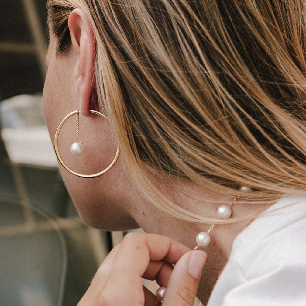 Náušnice s odnímatelnými perlový přívěsky