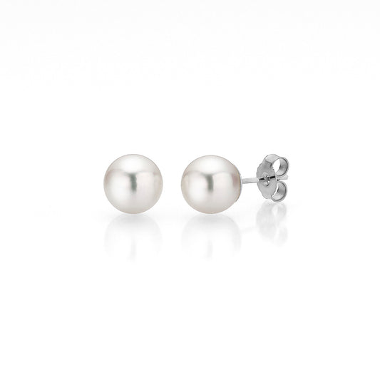 Akoya white pearl earrings 10-11 mm - white gold