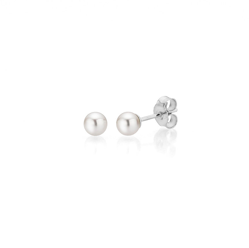 Akoya white pearl earrings 4–5 mm - white gold