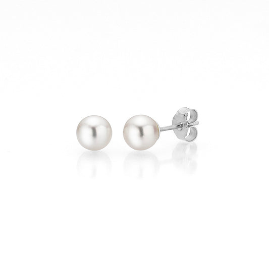Akoya white pearl earrings 6-7 mm - white gold